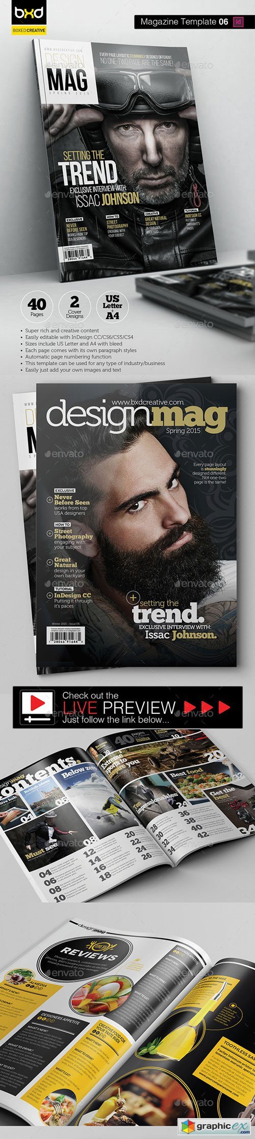 Magazine Template - InDesign 40 Page Layout V6