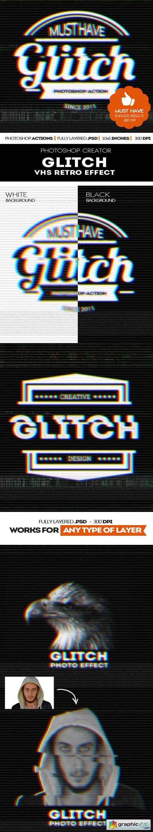 Graphicriver - Glitch VHS Corrupt Image Effect Photoshop Actions 11939518