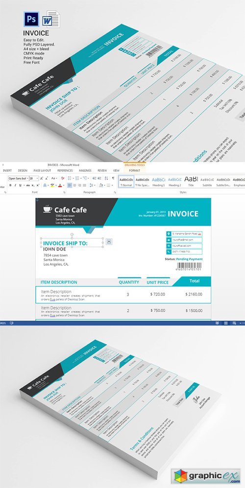 Business Invoice Template » Free Download Vector Stock Image Photoshop Icon