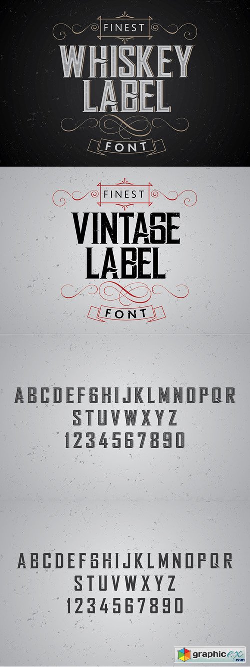 Vintage label whiskey style font