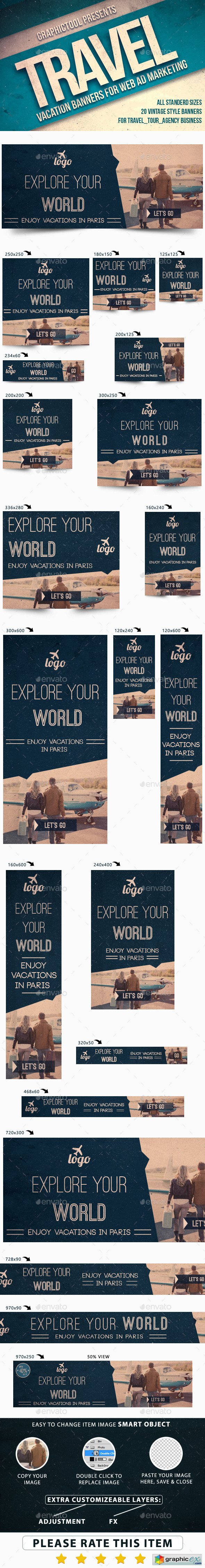 Vintage Travel Web Ad Marketing Banners