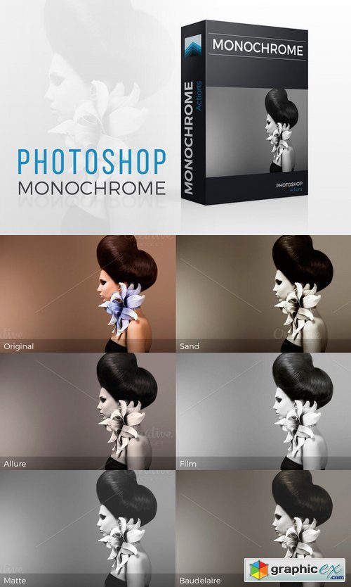 Monochrome Photoshop actions set