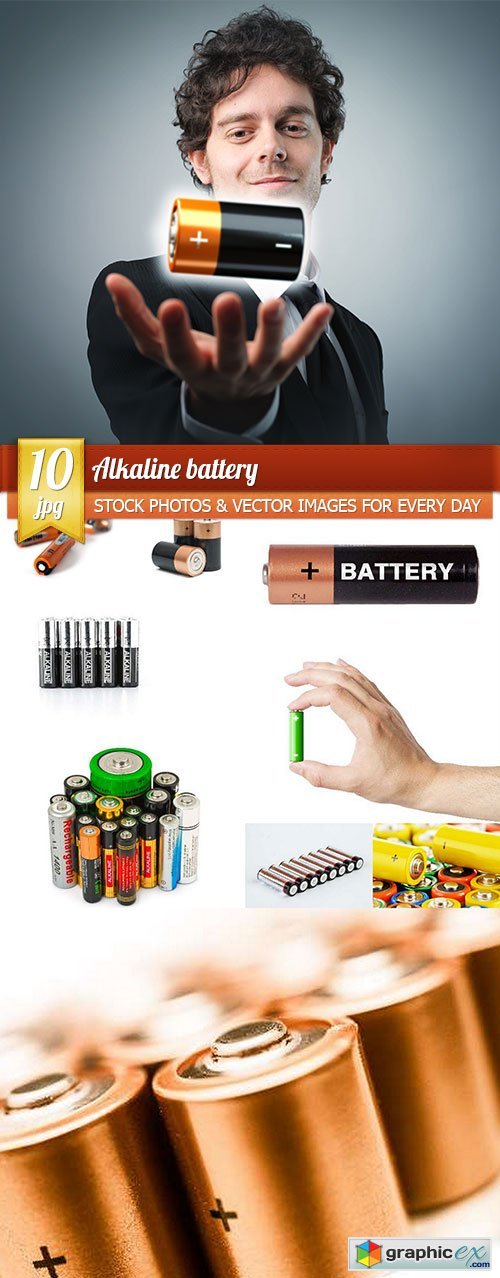Alkaline battery, 10 x UHQ JPEG
