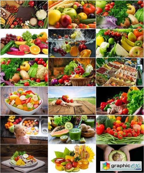 Collection of fruit vegetables food vegetarian meal 25 HQ Jpeg