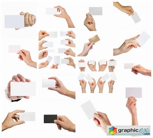Hands of people with blank business cards - 25 HQ Jpg