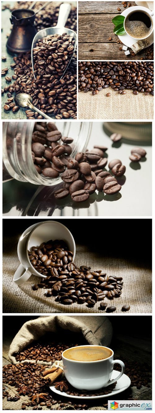 Coffee beans and coffee - Stock photo