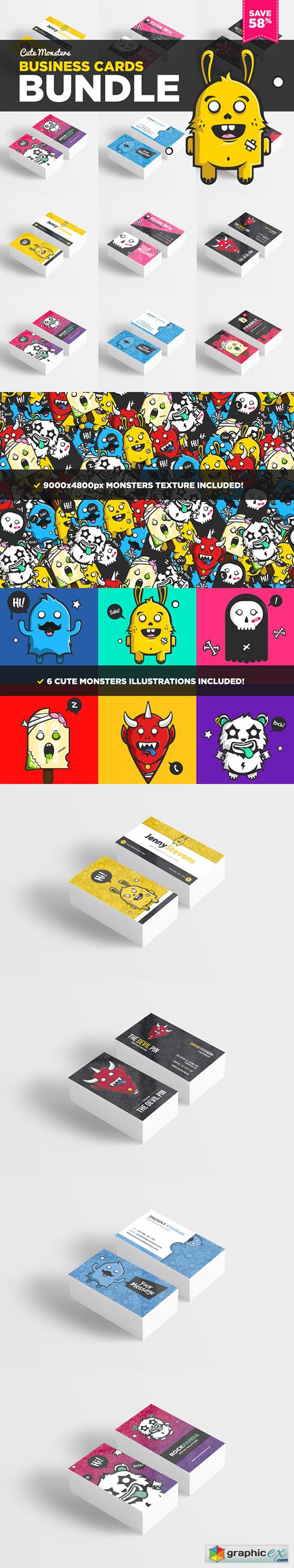 Cute Monsters Business Card Bundle