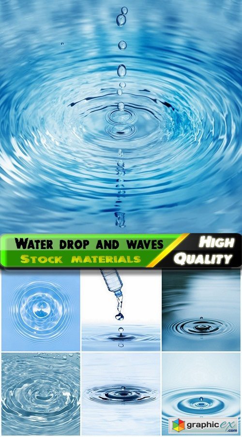 Water drop with splashes and waves backgrounds - 25 HQ Jpg