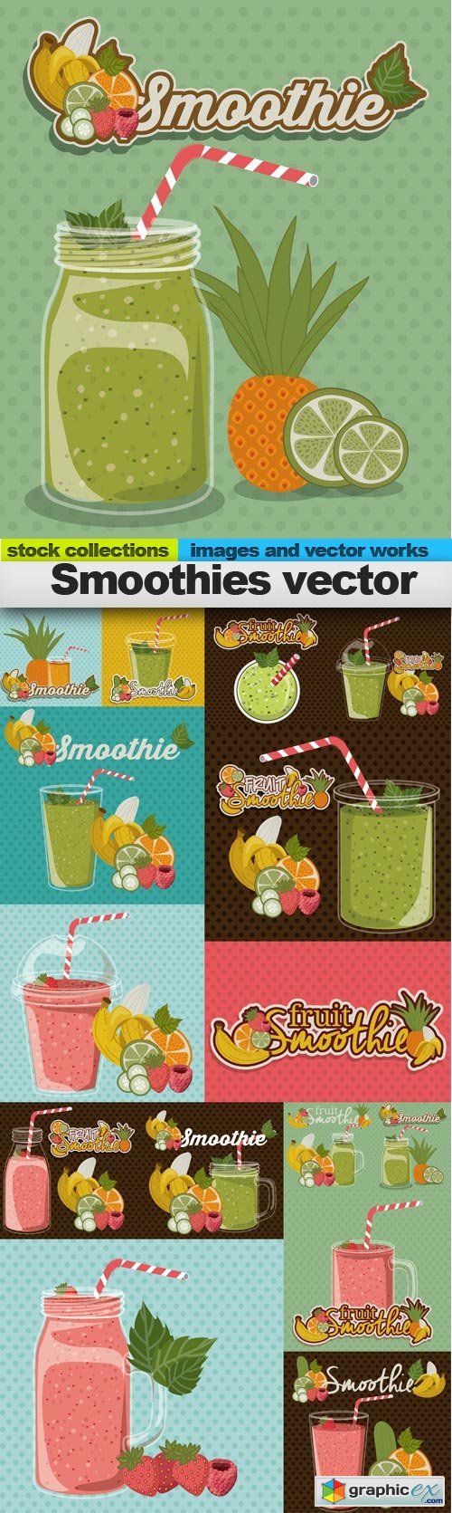 Smoothies vector, 15 x EPS