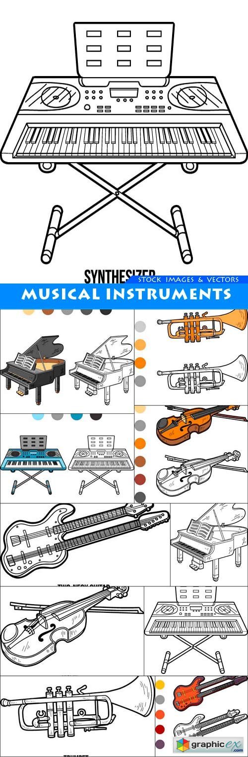 Coloring musical instruments 10X EPS