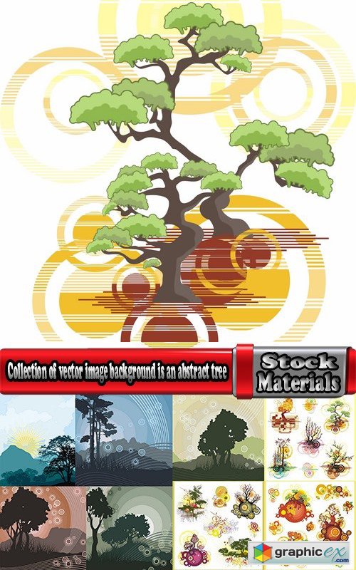 Collection of vector image background is an abstract tree city 25 EPS