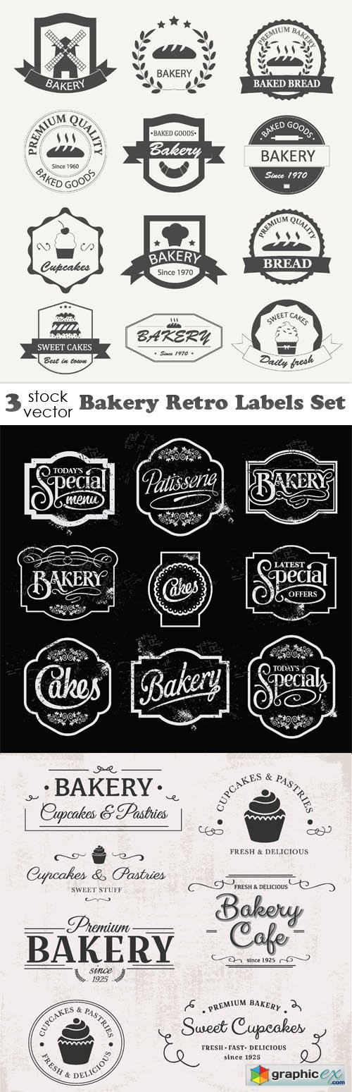 Vectors - Bakery Retro Labels Set