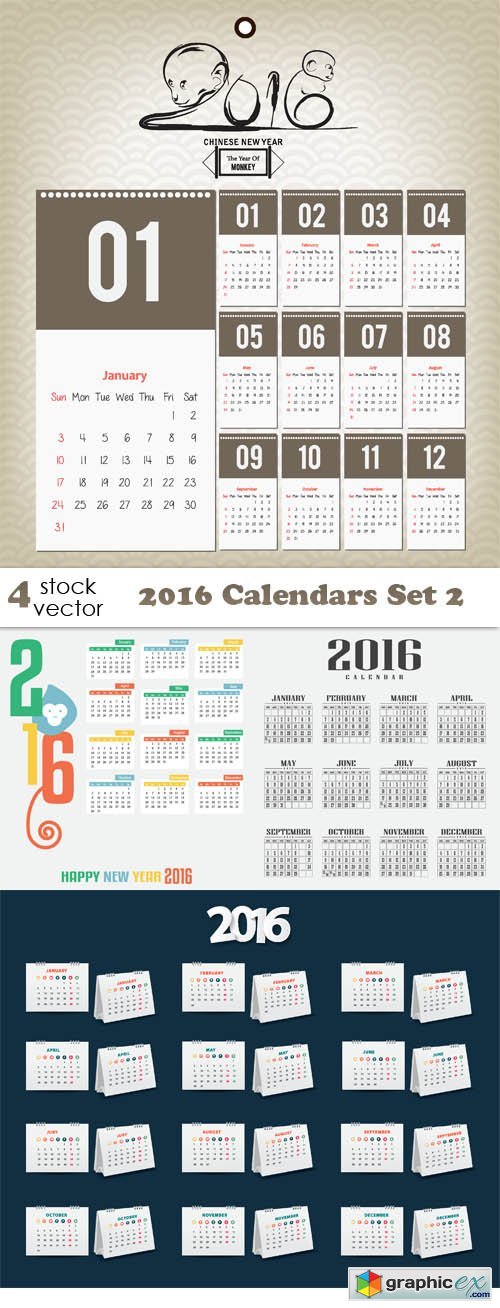 Vectors - 2016 Calendars Set 2