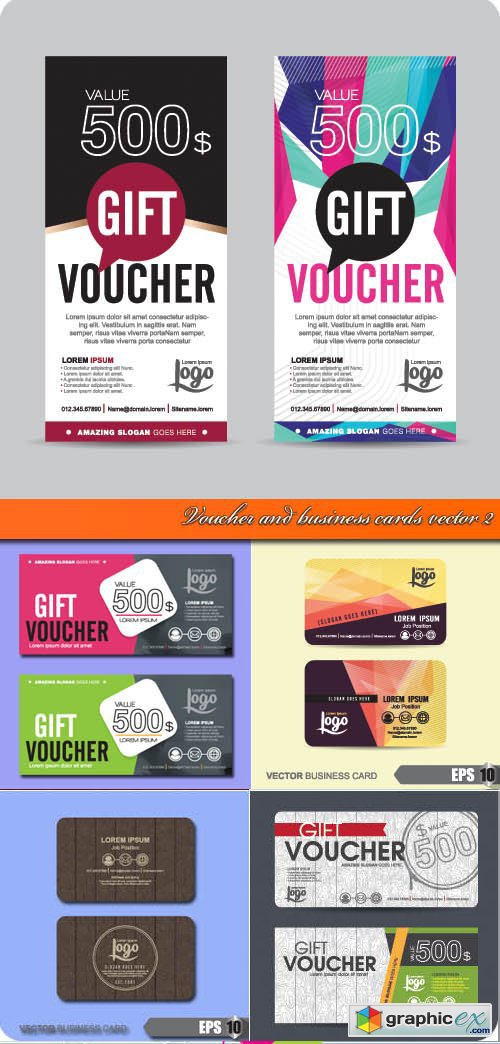 Voucher and business cards vector 2