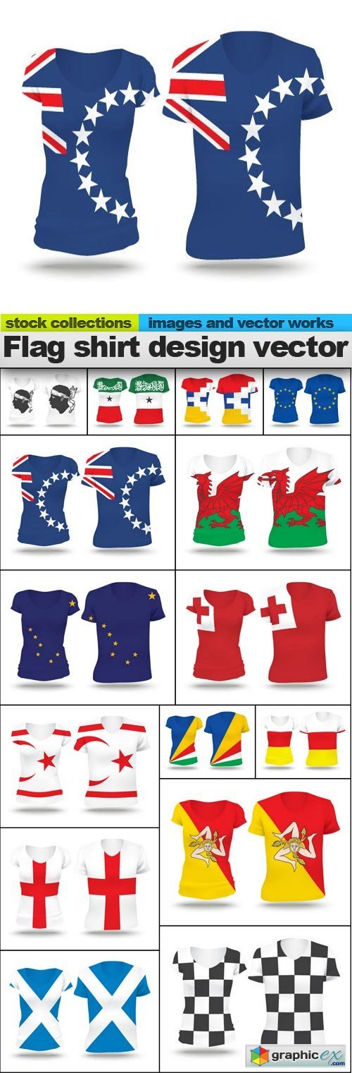 Flag shirt design vector, 15 x EPS