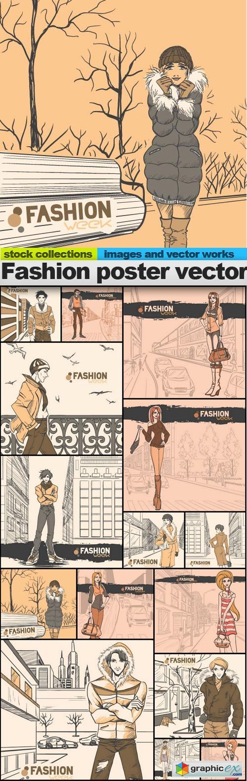 Fashion poster vector, 15 x EPS