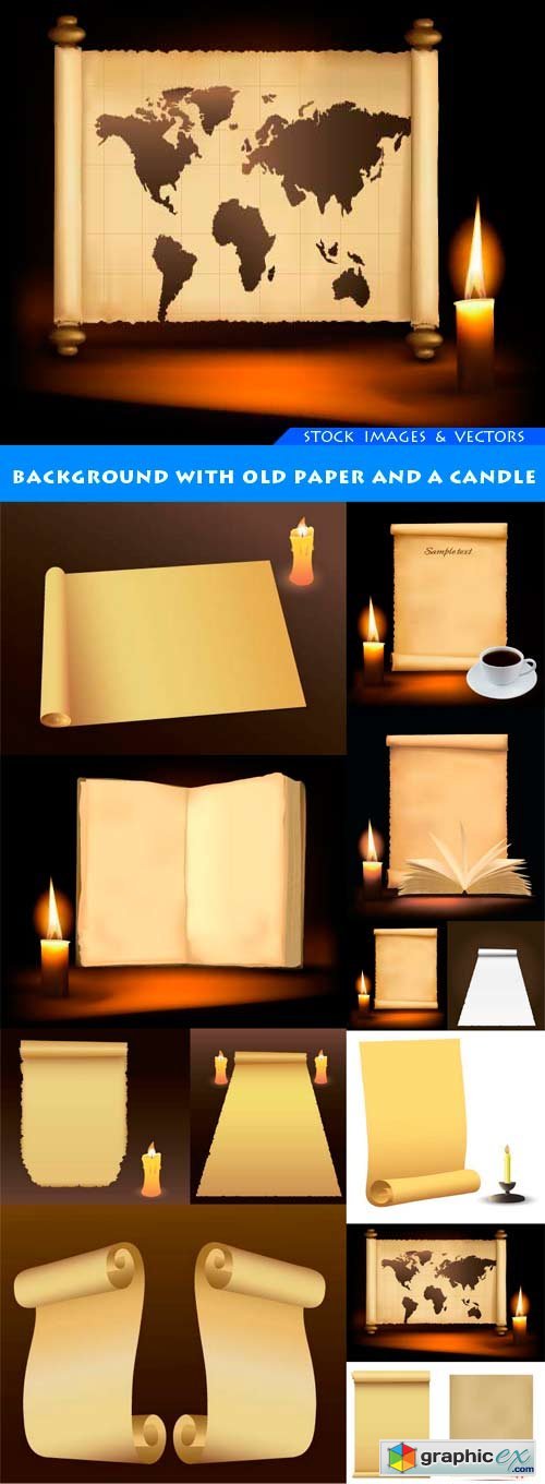 Background with old paper and a candle 13X EPS