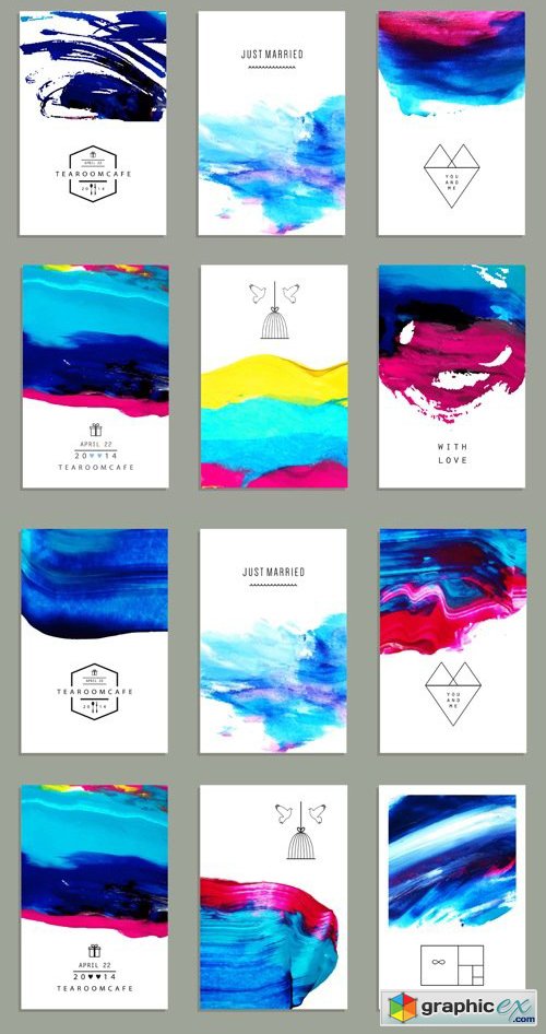 Watercolor Abstract Cards Vector