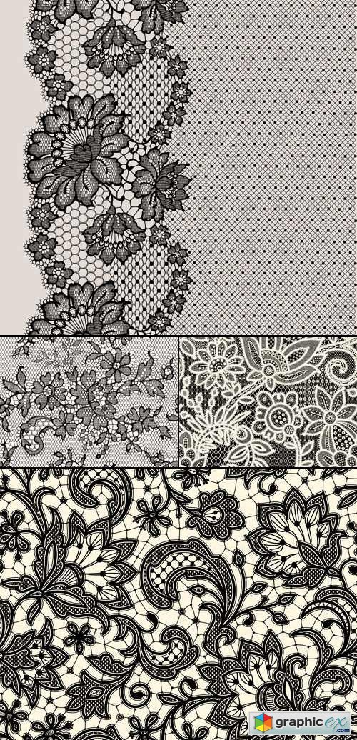 Black Lace Backgrounds Vector 4