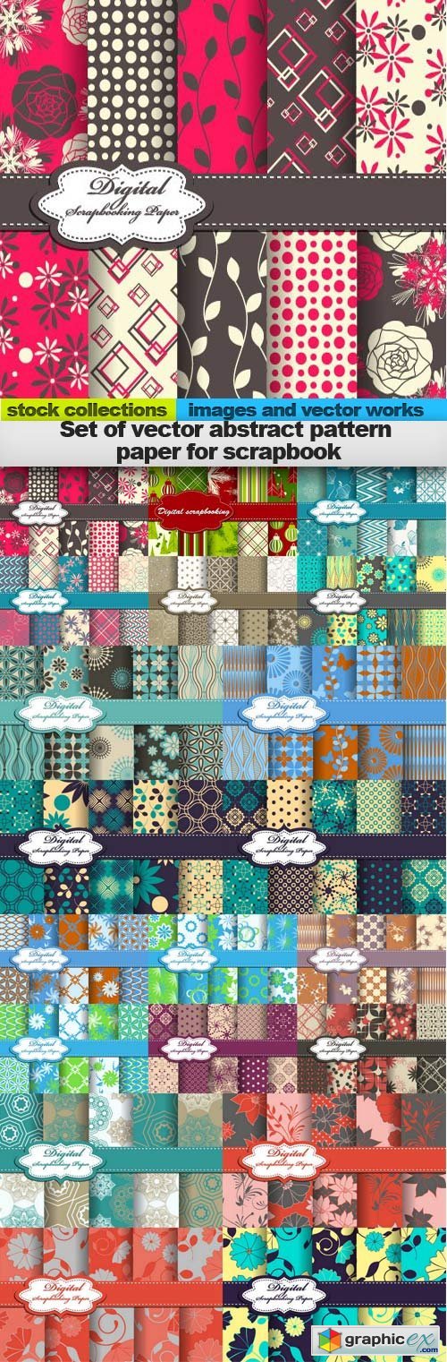 Set of vector abstract pattern paper for scrapbook, 20 x EPS