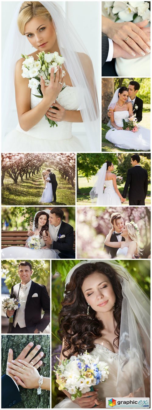 Bride and groom, wedding, family - stock photos
