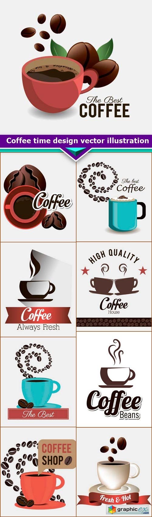 Coffee time, design vector illustration 9x EPS