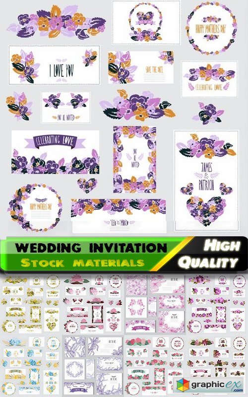 Cute floral backgrounds for wedding invitation - 25 Eps