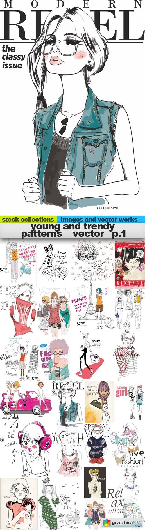 Young and trendy patterns vector 1,25 x EPS