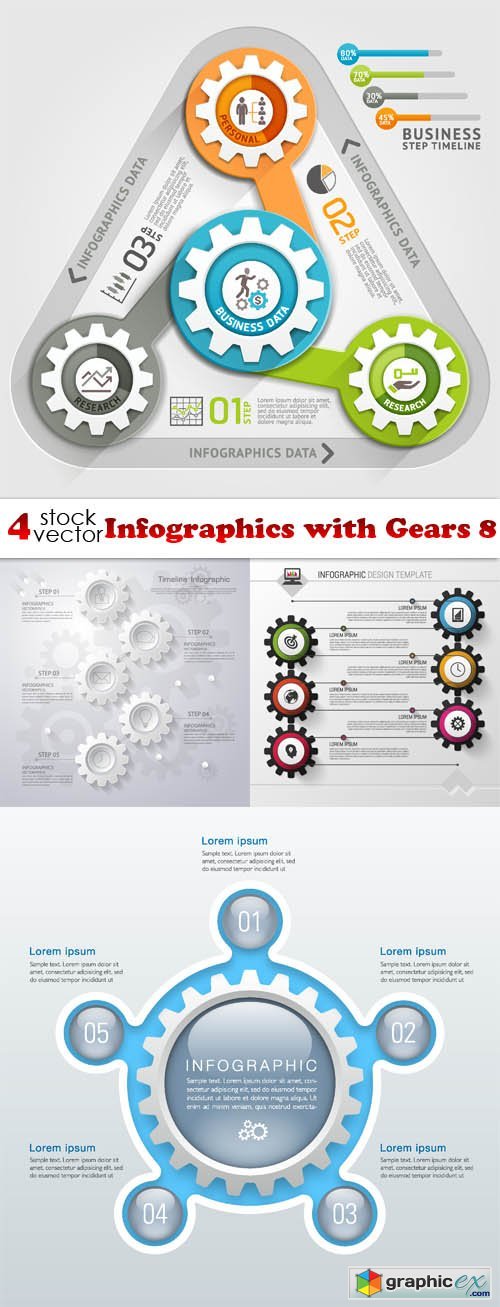Vectors - Infographics with Gears 8
