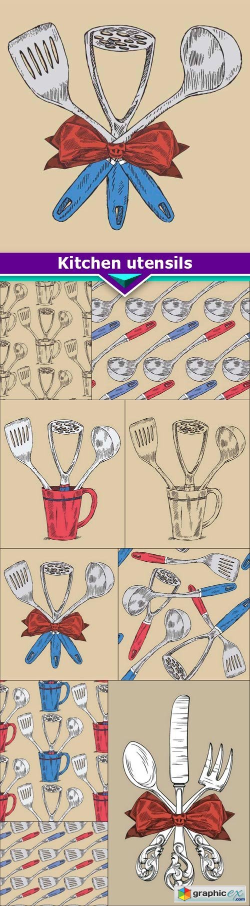 Kitchen utensils 9X EPS
