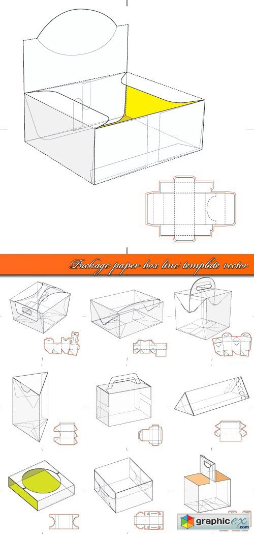 Package paper box line template vector