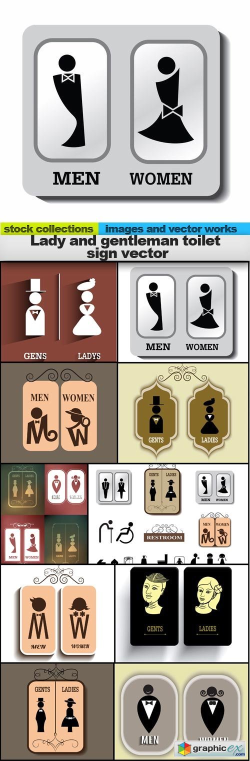 Lady and gentleman toilet sign vector, 10 x EPS