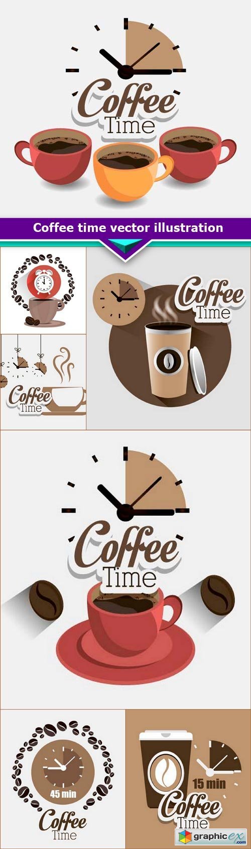 Coffee time vector illustration 7x EPS