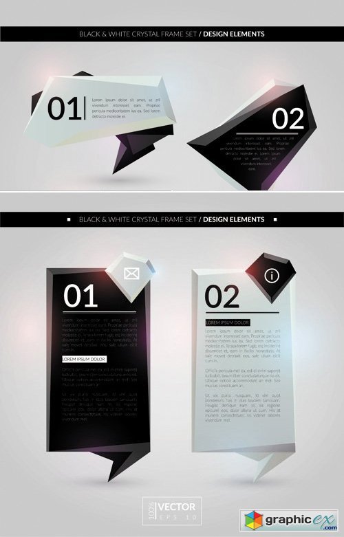 Black and White Crystal Frames Vector