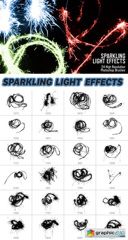Photoshop Brushes - 24 Sparkling Light Effects (Re-Up)