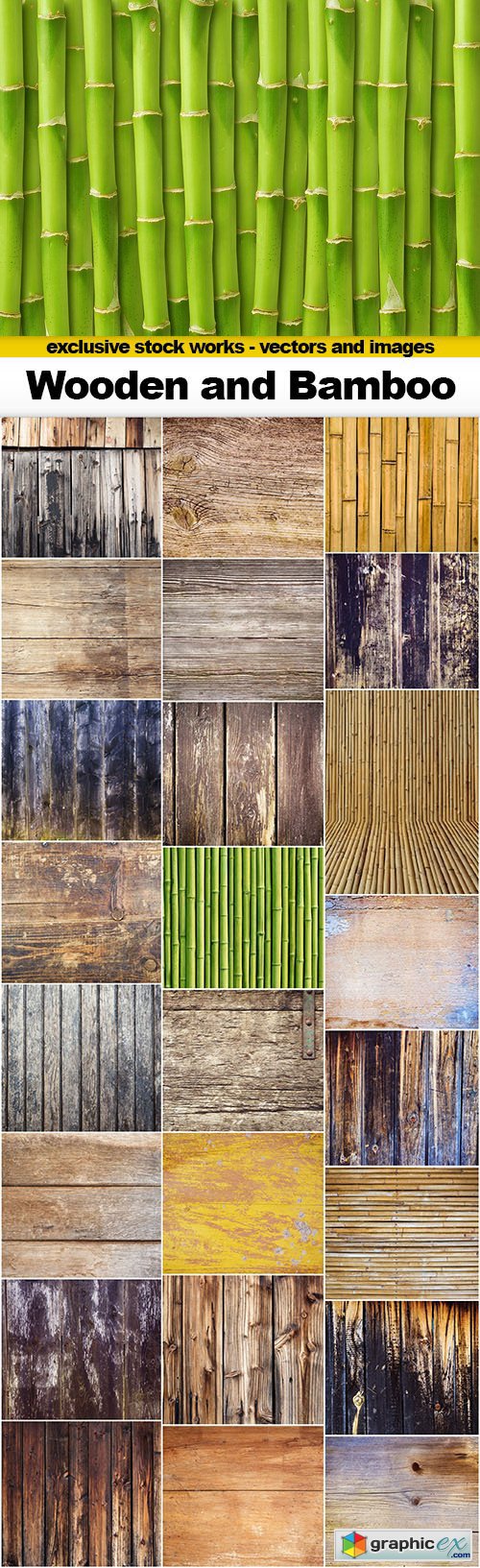 Wooden Boards and Bamboo With Texture - 25x JPEGs