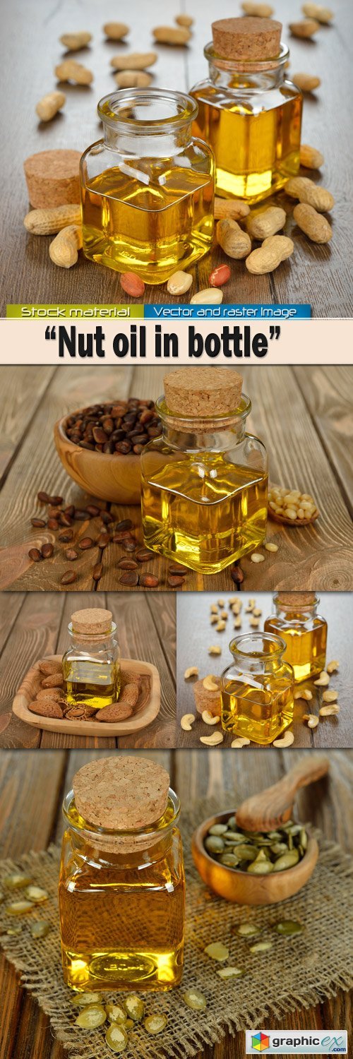 Nut oil in a glass small bottle