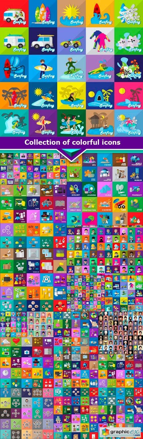 Collection of colorful icons 15x EPS