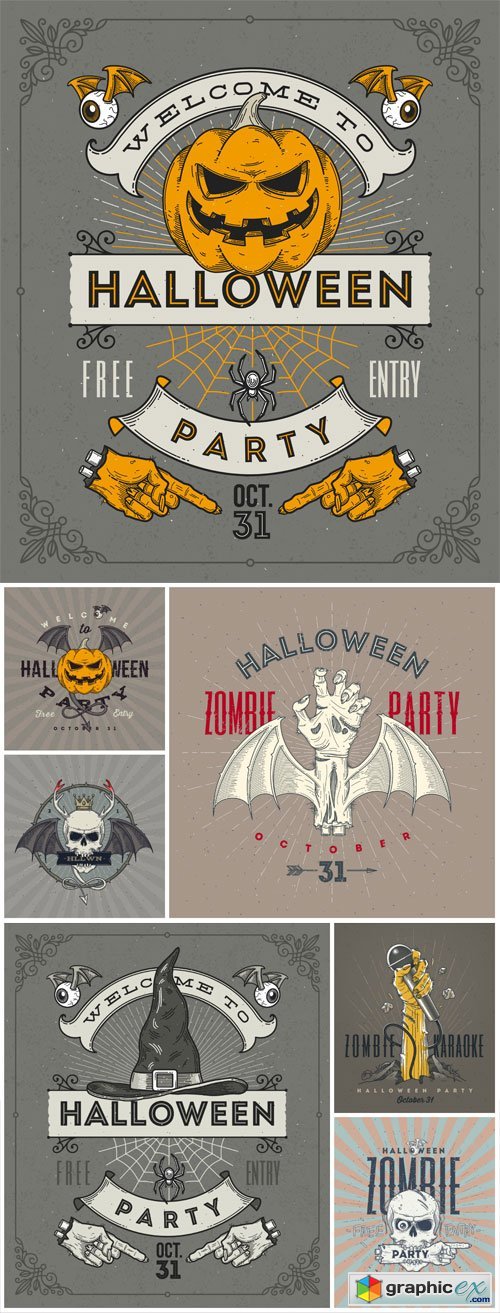 Line art vector illustration for Halloween party