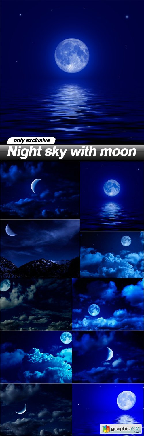 Night sky with moon - 10 UHQ JPEG