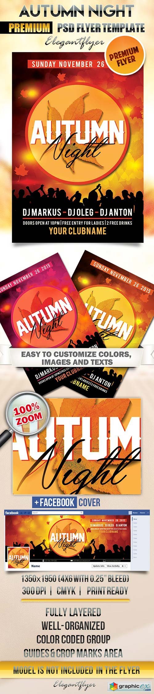 Autumn Night Flyer PSD Template + Facebook Cover