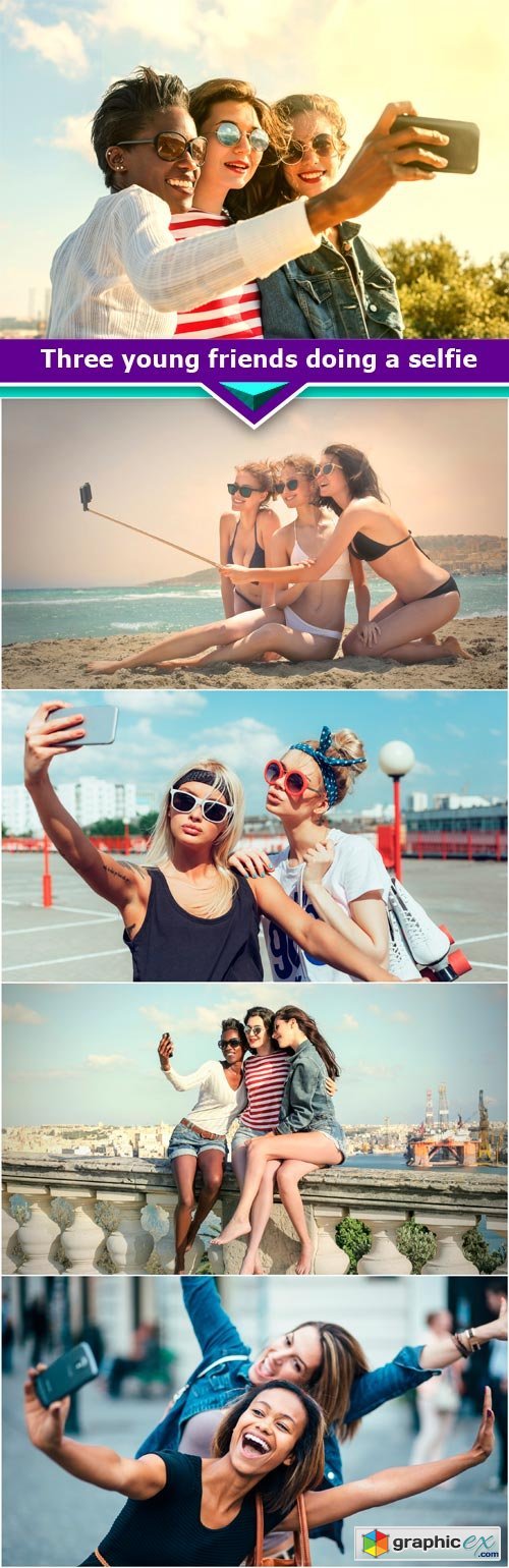 Three young friends doing a selfie 5x JPEG