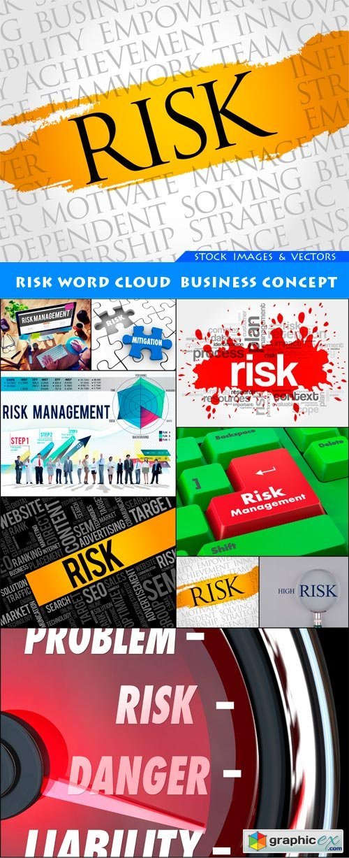 Risk word cloud business concept 9X JPEG