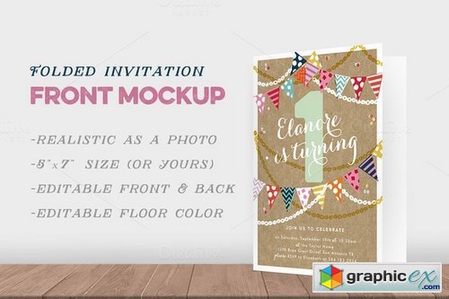 Folded Invitation Front Mockup