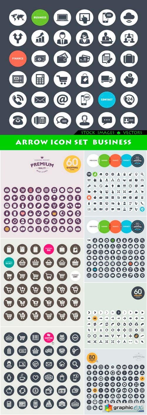 Arrow icon set business 8x EPS