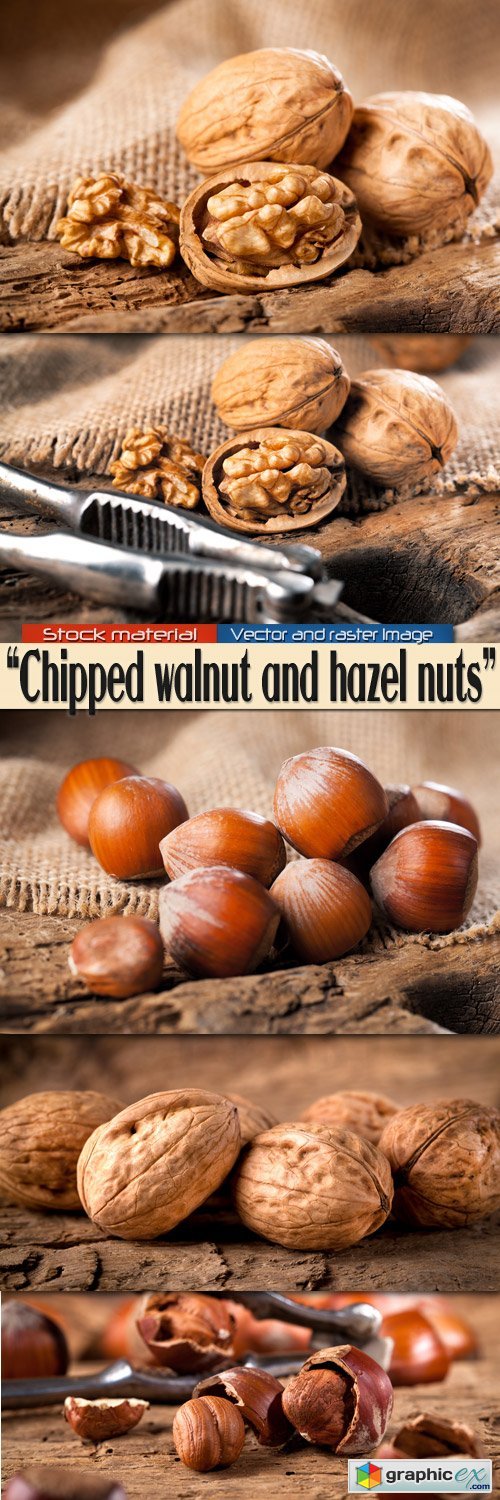 Chipped walnut and hazel nuts