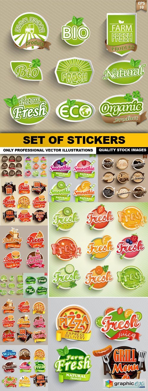 Set Of Stickers - 12 Vector