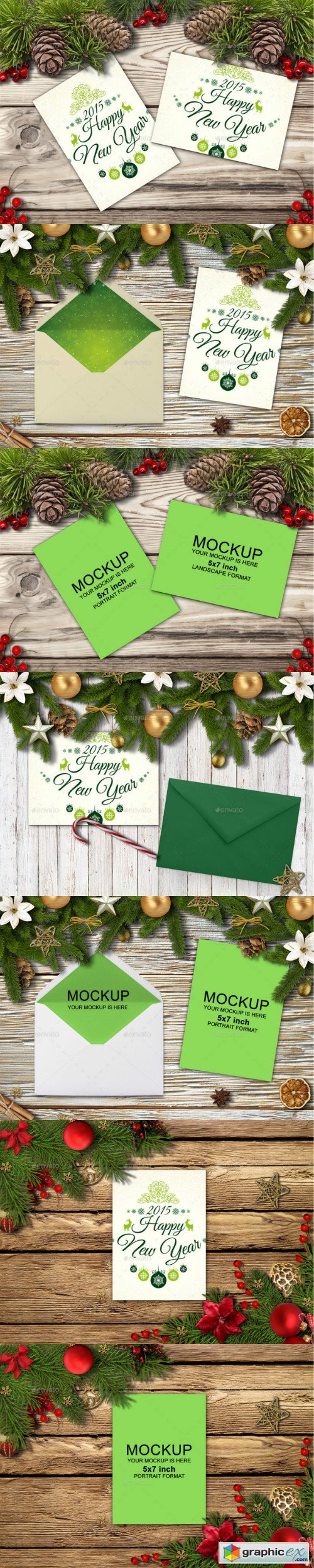 Happy New Year Cards And Invites Mockup Maker