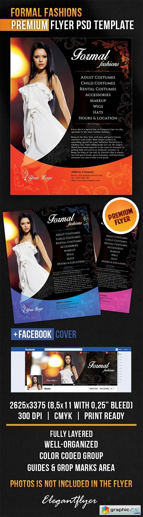 Formal Fashions Flyer PSD Template + Facebook Cover