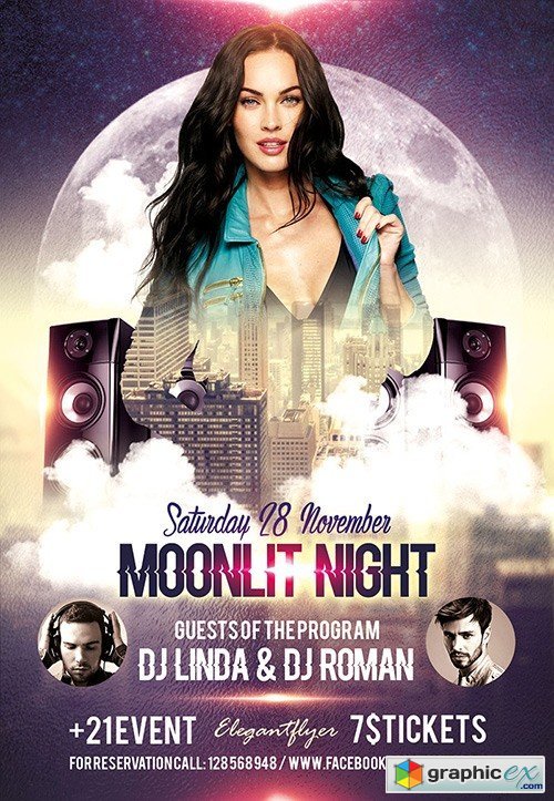 Moonlit Night Flyer PSD Template + Facebook Cover